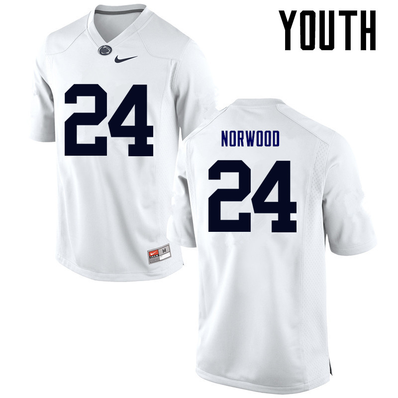 NCAA Nike Youth Penn State Nittany Lions Jordan Norwood #24 College Football Authentic White Stitched Jersey ZHL3198WT